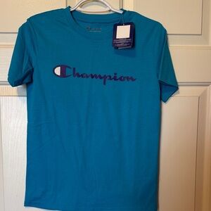 Champion Teal Crewneck Tee boys size large new with tags